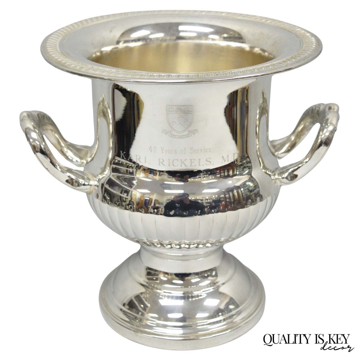 Vintage Silver Plated Trophy Cup Urn Champagne Chiller Ice Bucket Engraved