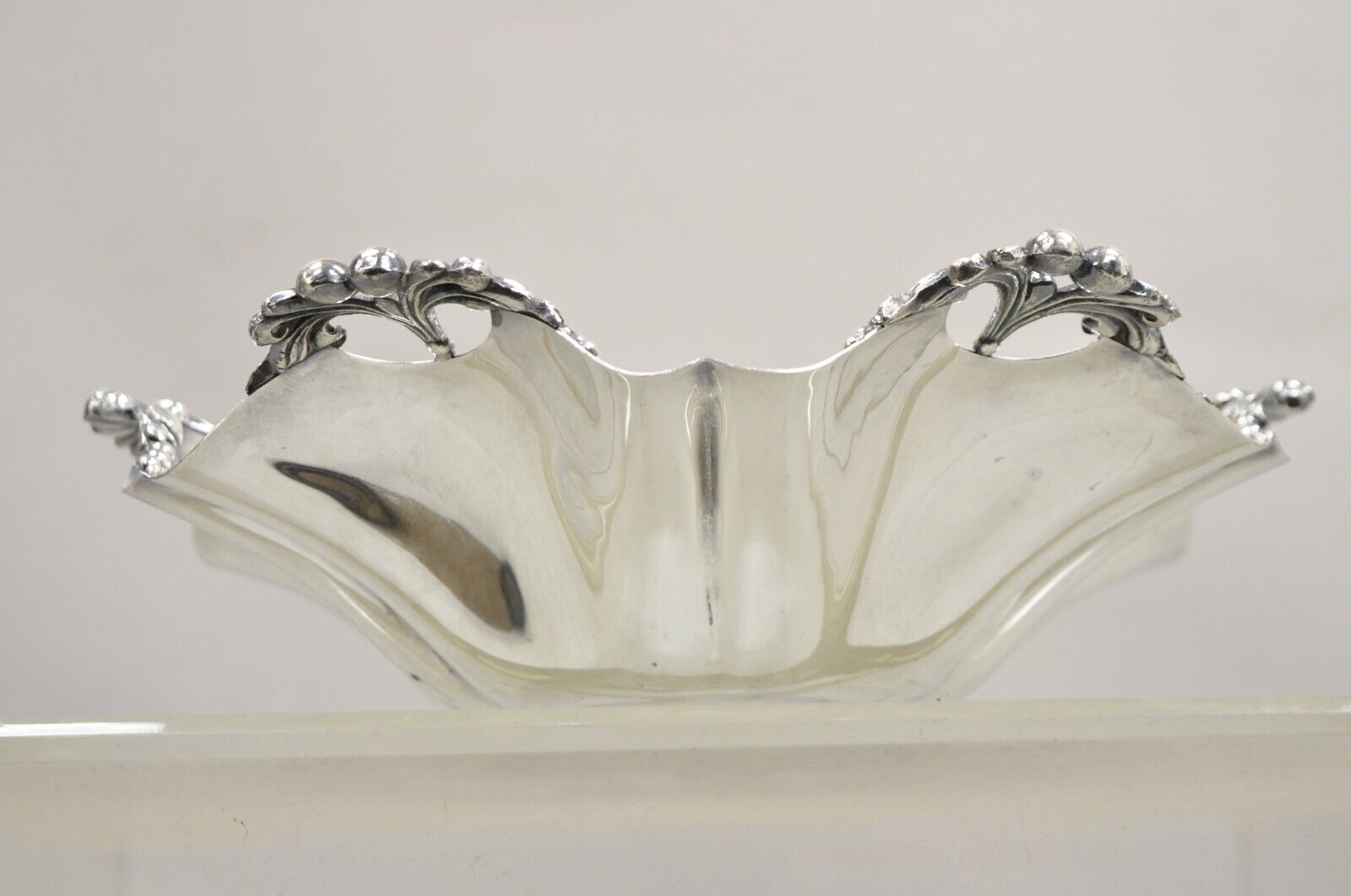 Vintage Victorian Silver Plated Handkerchief Candy Dish Fruit Bowl Berry Design