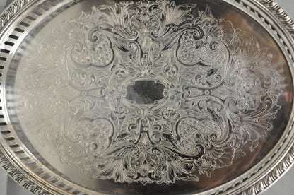 Vintage Eales Silver Plated Small Raised Gallery Oval Trinket Dish Bar Tray