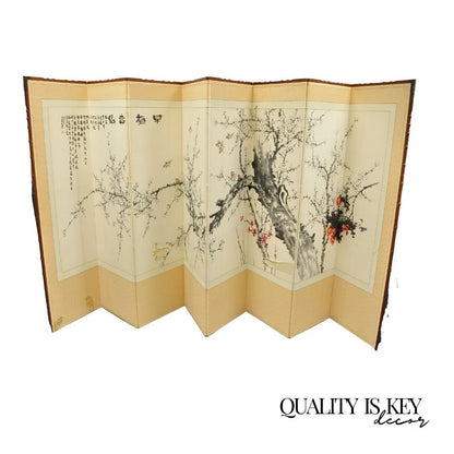 Chinoiserie Japanese Cherry Blossom Byobu 8 Panel Folding Screen Room Divider