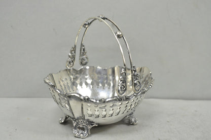 Antique Wallace Bros Victorian Silver Plated Reticulated Small Basket Nut Dish