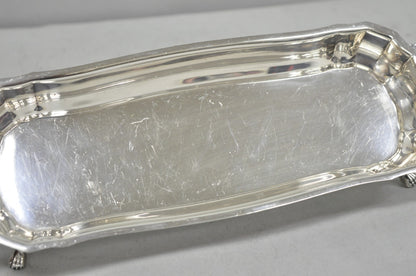 Vintage English Regency Silver Plated Paw Foot Scalloped Narrow Trinket Dish