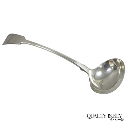 Antique English Victorian Daniel & Arter Fiddle Pattern Silver Plated Soup Ladle