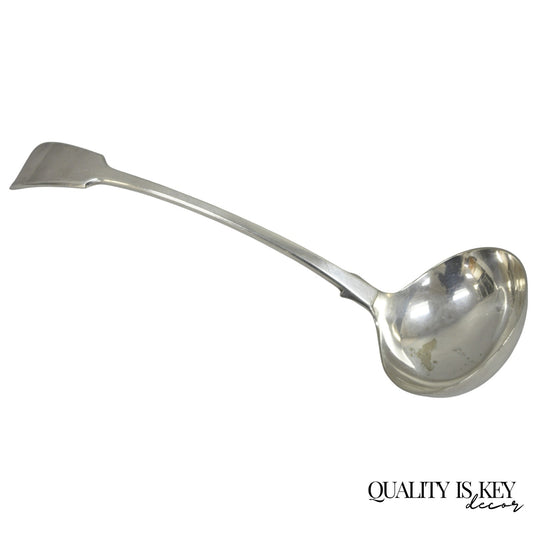 Antique English Victorian Daniel & Arter Fiddle Pattern Silver Plated Soup Ladle