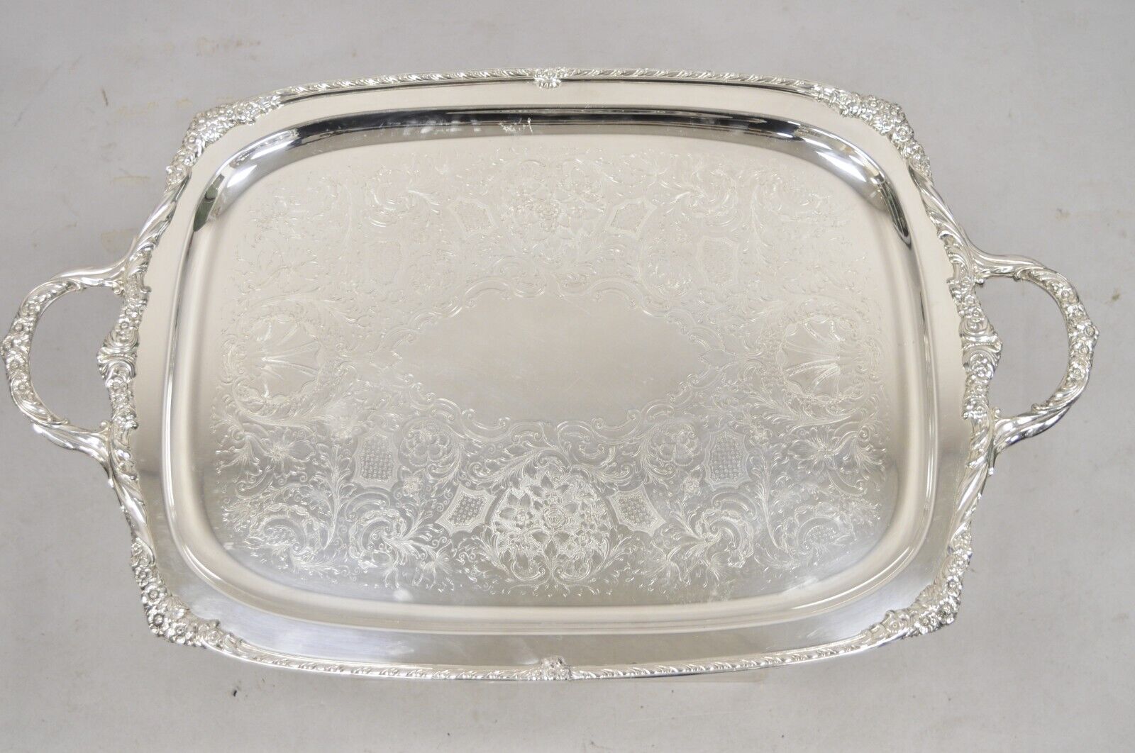 1847 Rogers Bros Heritage 9493 Large Silver Plated Serving Platter Tray