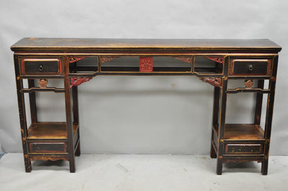 Antique Chinese Carved Hardwood Altar Console Table Sideboard Buffet w/ Drawers