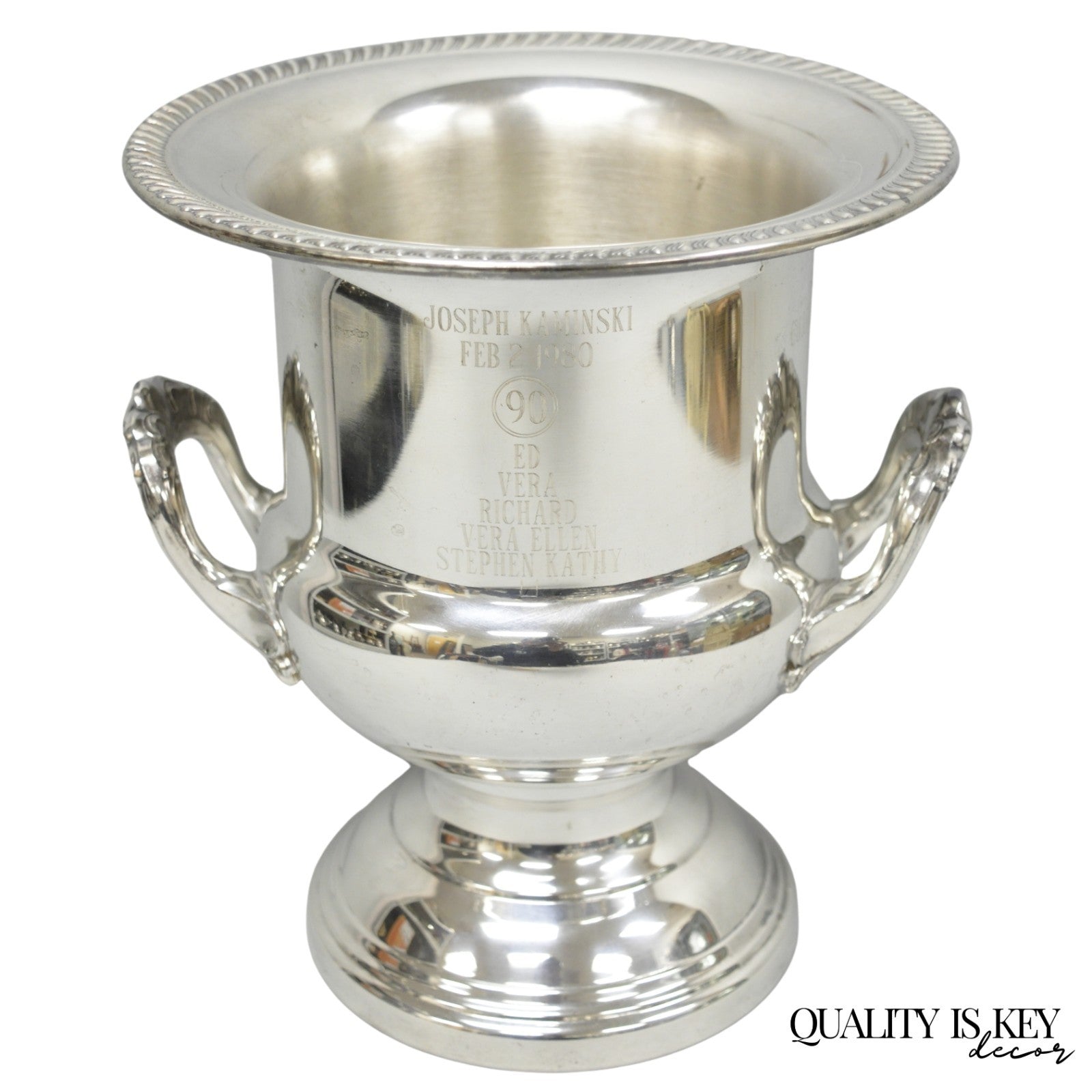 Vintage Leonard Silver Plated Trophy Cup Champagne Chiller Ice Bucket Engraved