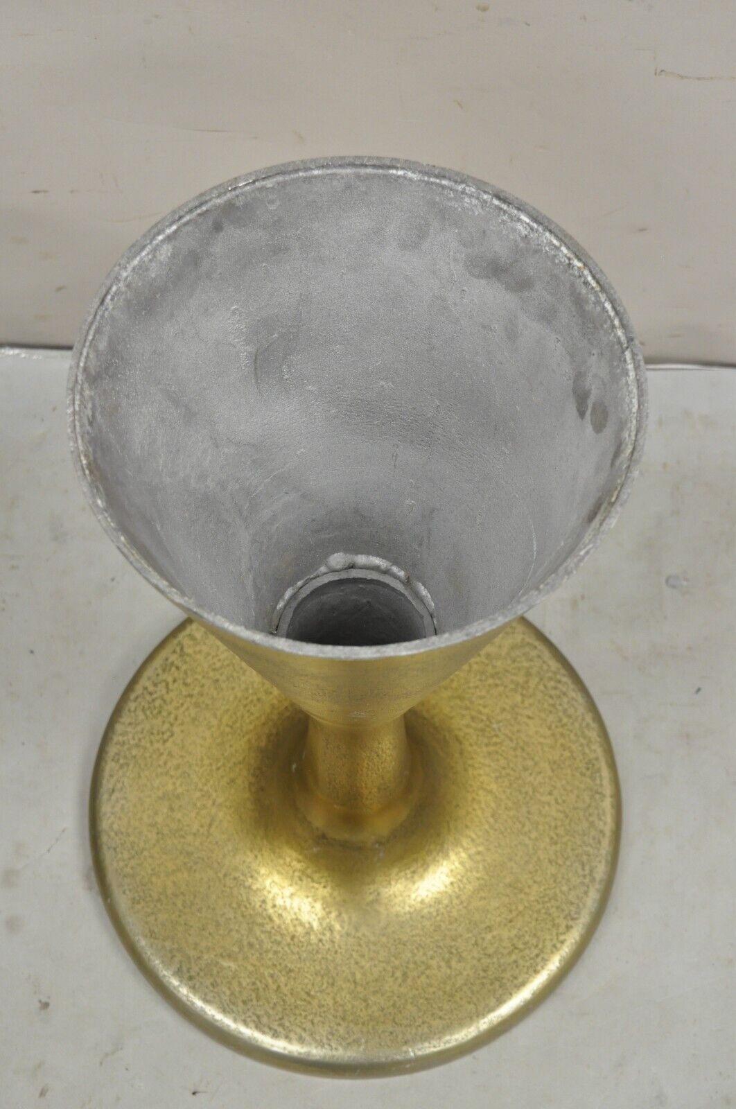 Modern Burnished Cast Metal Gold Sculptural Round Drinks Side Table - a Pair