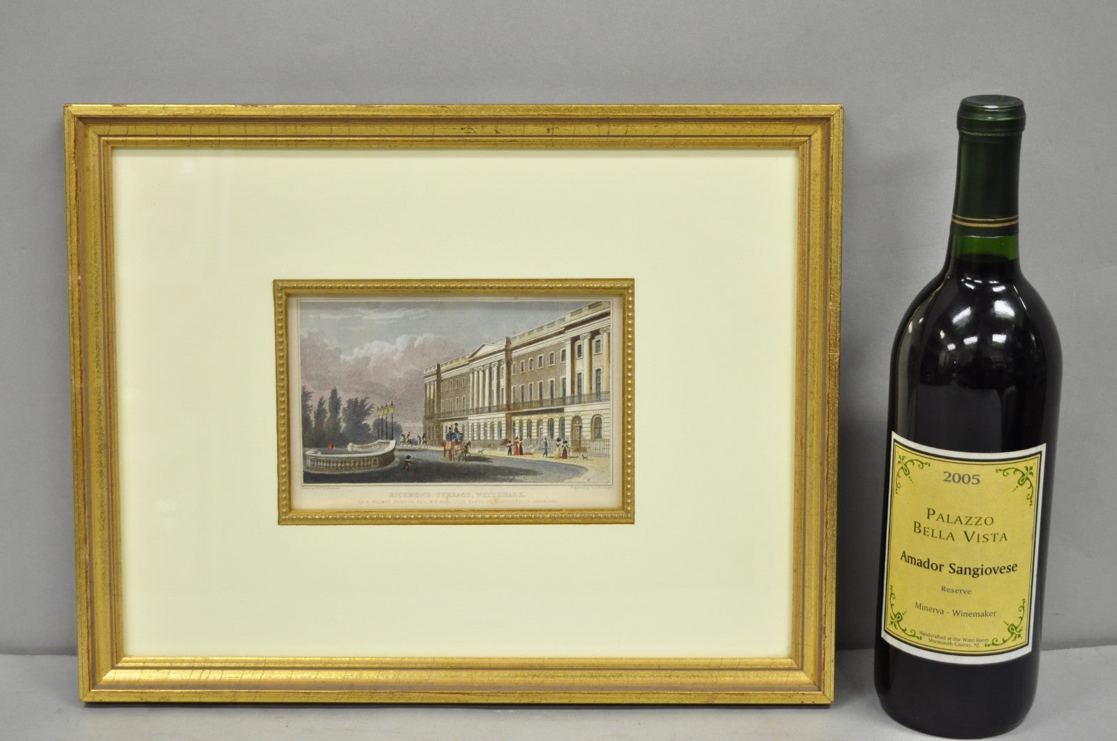 Antique "Richmond Terrace, Whitehall" Color Print by T. Shepherd, M.S Barenger