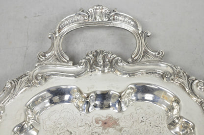 Vintage Sheffield Baroque Silver Plated Long Narrow Serving Platter Bar Tray