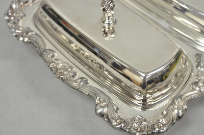 Vintage Poole Lancaster Rose Victorian Silver Plated Twin Double Butter Dish