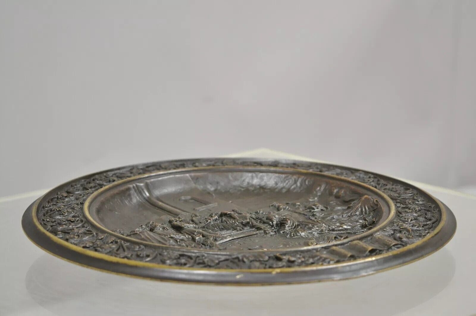 Bronze King Umberto Visiting Cholera Hospital Naples 1884 Dish Wall Plaque
