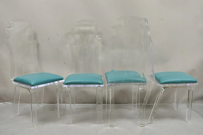 Vintage Mid Century Modern Sculptural Lucite Dining Table & 4 Chairs - 5 Pc Set