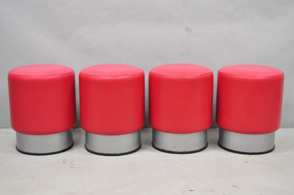 Contemporary Modern Red Vinyl Round 18" Restaurant Style Stool Seat - Set of 4