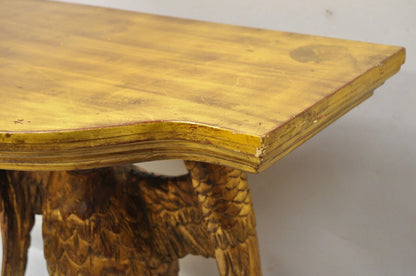 Vintage Neoclassical Style Gold Carved Wood American Eagle Console Hall Table