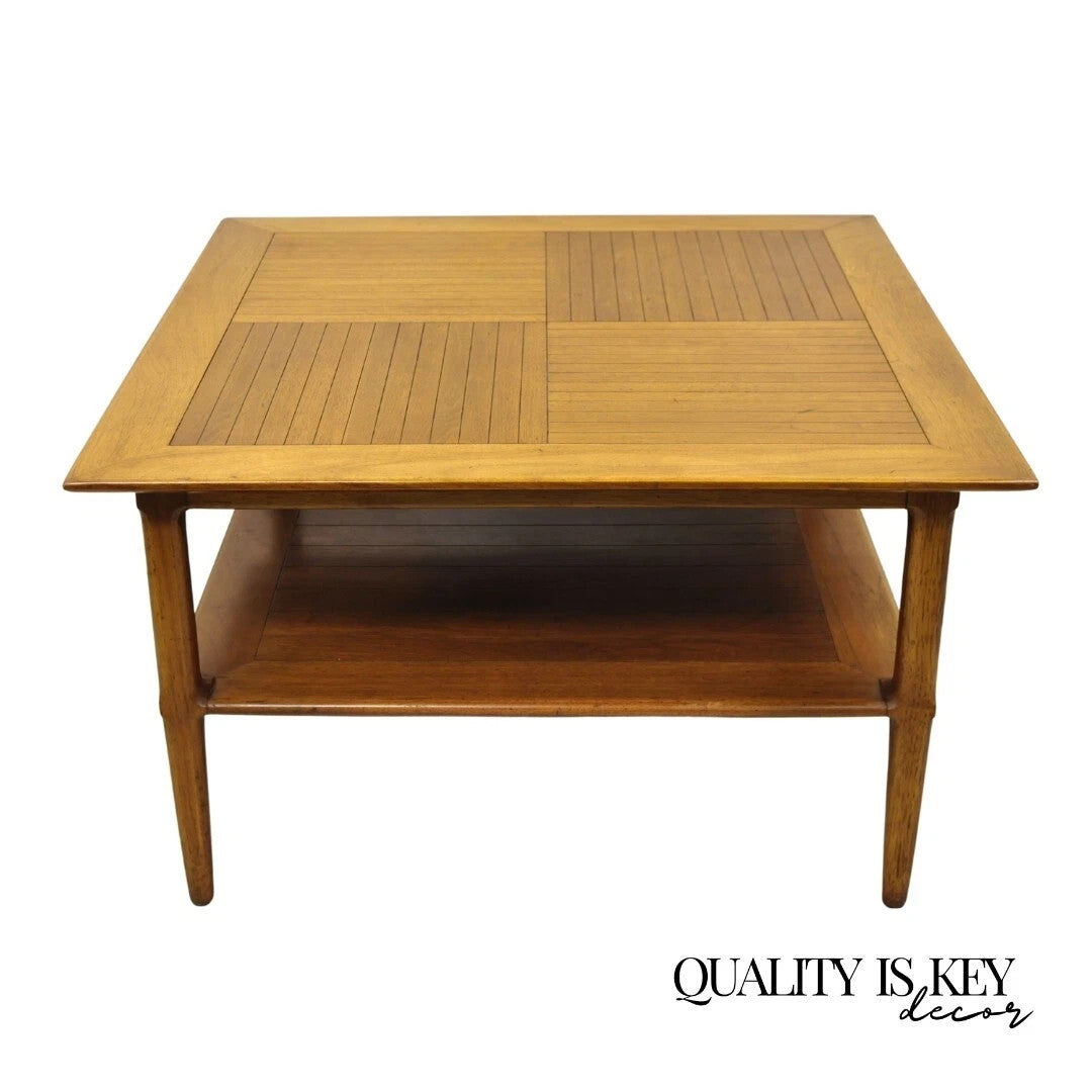 Vintage Tomlinson Sophisticate Mid Century Modern Square Walnut Lamp Side Table