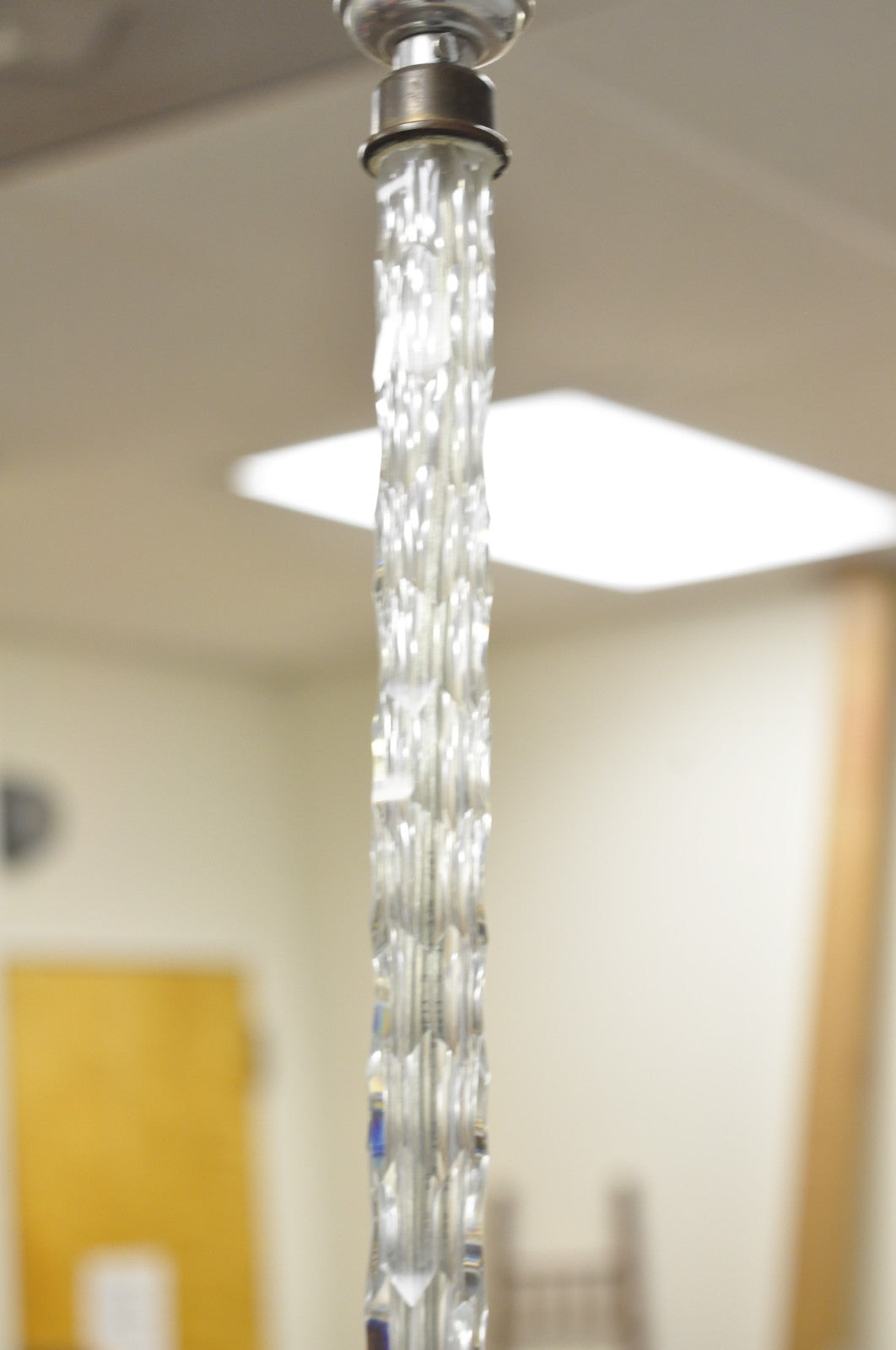 Antique Art Deco Diamond Cut Glass Column Small Petite Boudoir Table Lamps Pair