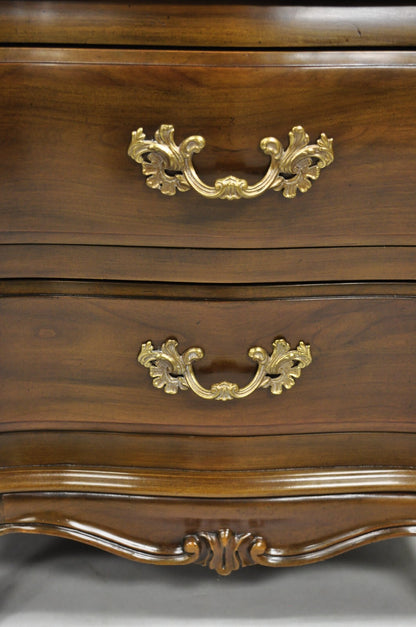 Karges French Louis XV Provincial Style Cherry Wood Bombe Nightstands - a Pair
