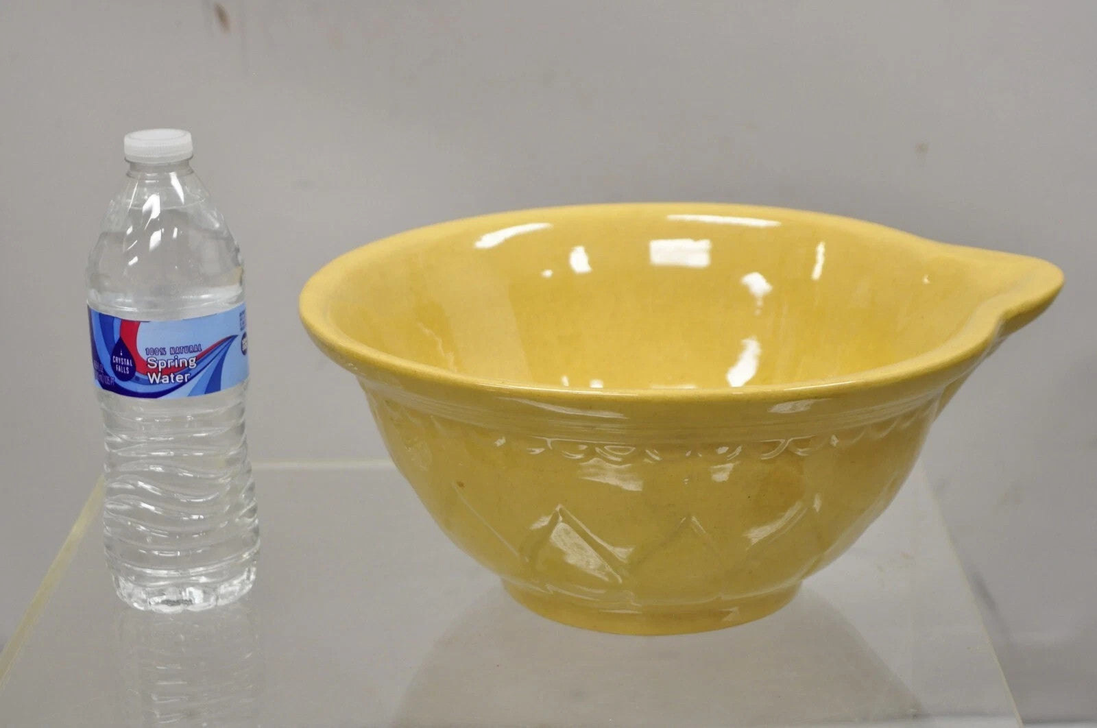 American Provincial Country Primitive Yellow Pottery Ceramic Wash Basin Bowl