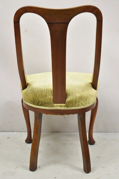 Edwardian Mahogany Sweetheart Back Bellflower Painted Dining Chairs - Set of 4