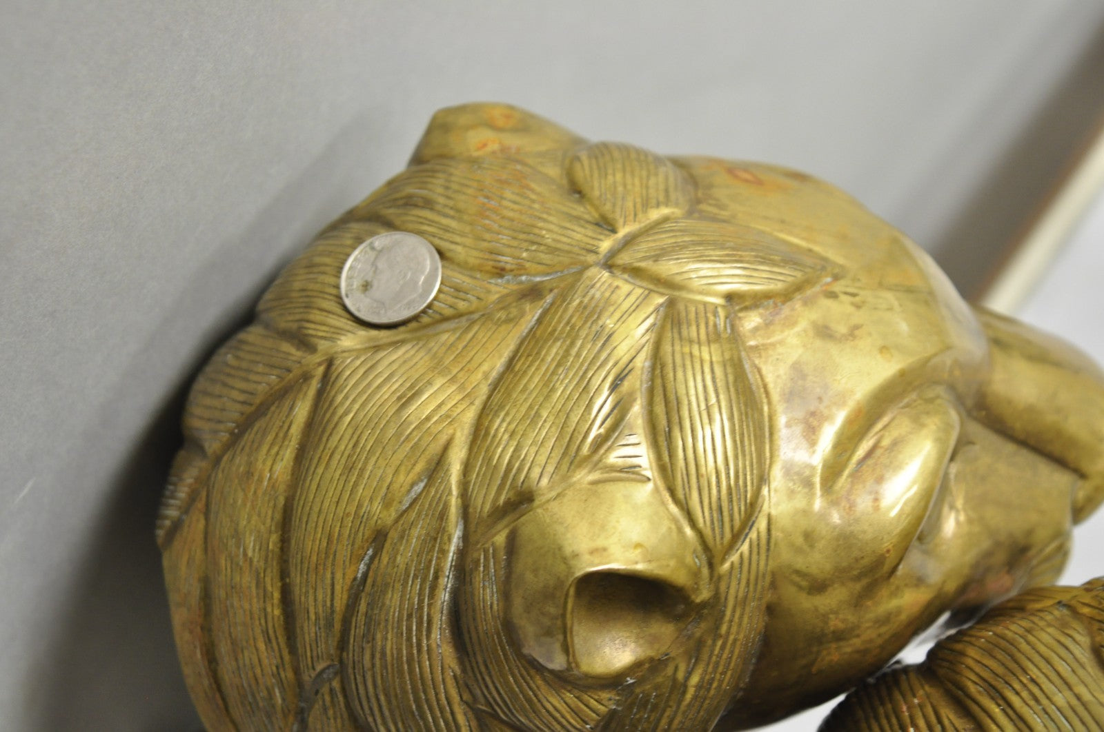 Vintage Italian Regency Neoclassical Large Brass Lion Sconce Door Handles Pair