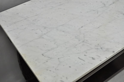 Antique French Empire Mahogany White Marble Top Console Hall Table w/ Drawer