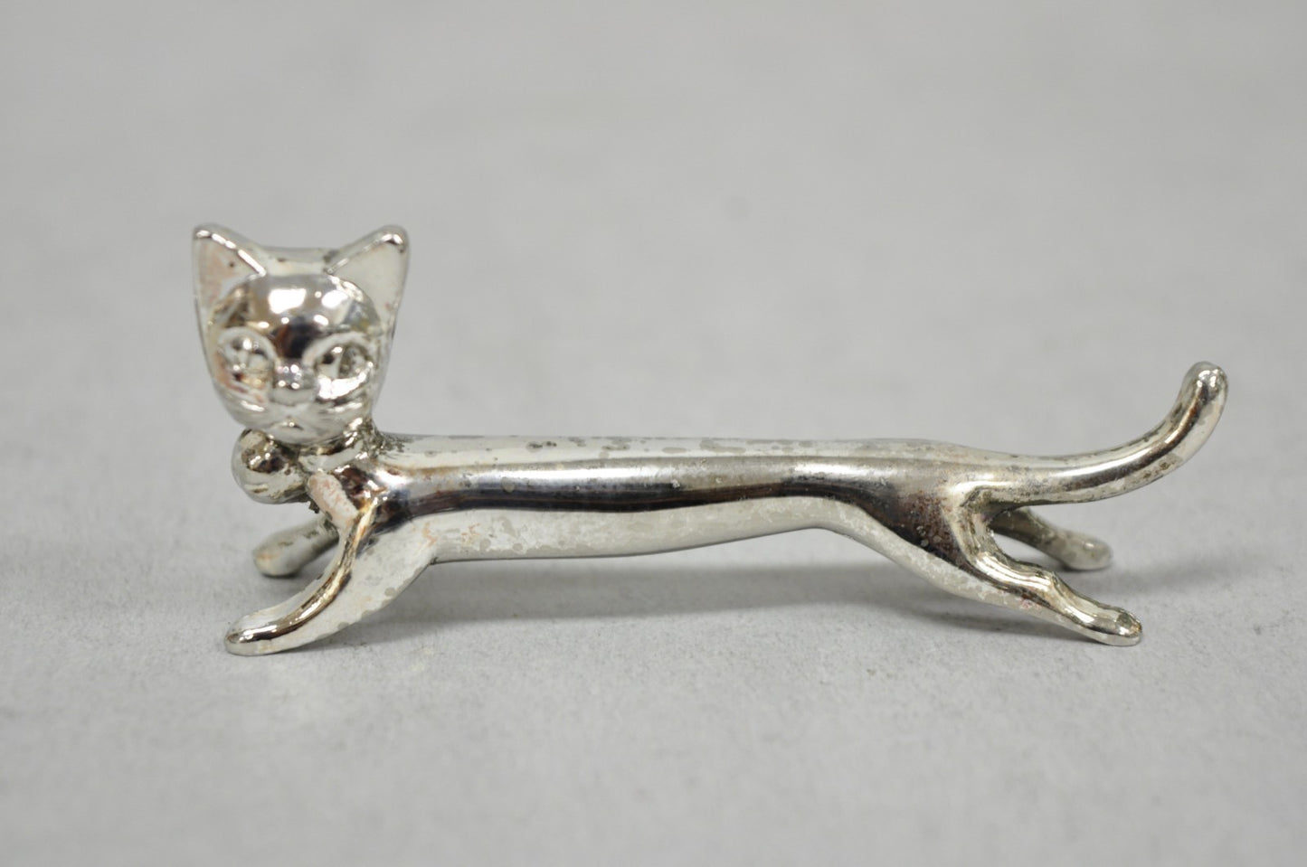 Vintage Art Deco Small Silver Plated Metal Figural Cat Knife Rests - Set of 5