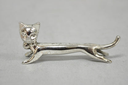 Vintage Art Deco Small Silver Plated Metal Figural Cat Knife Rests - Set of 5
