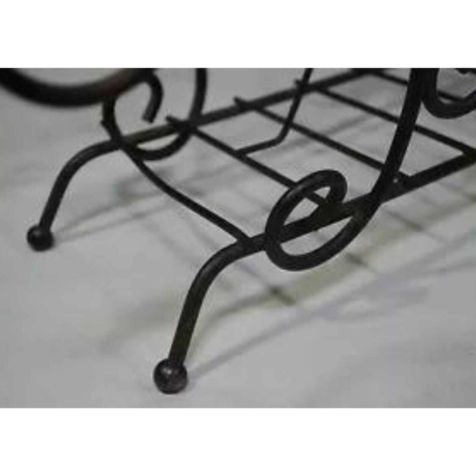 Vintage Wrought Iron Scrolling Hollywood Regency Whimsical Magazine Rack Stand
