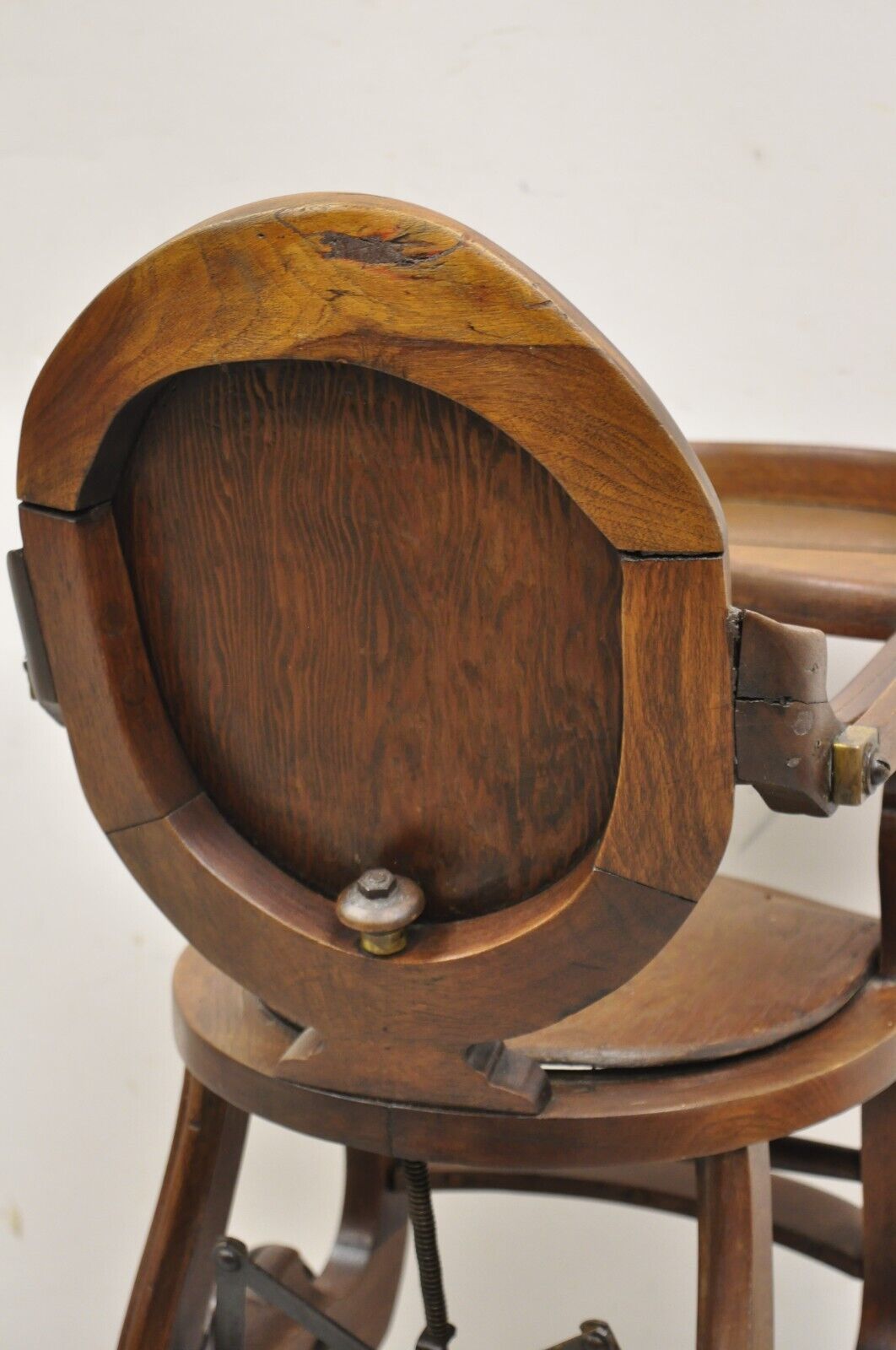 Antique Victorian Walnut Wood Convertible Combination Baby High Chair Stroller
