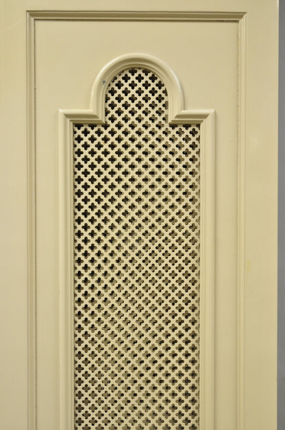 Vintage Lrg Hollywood Regency 92" Tall 6 Panel Bone Lacquer Room Divider Screen