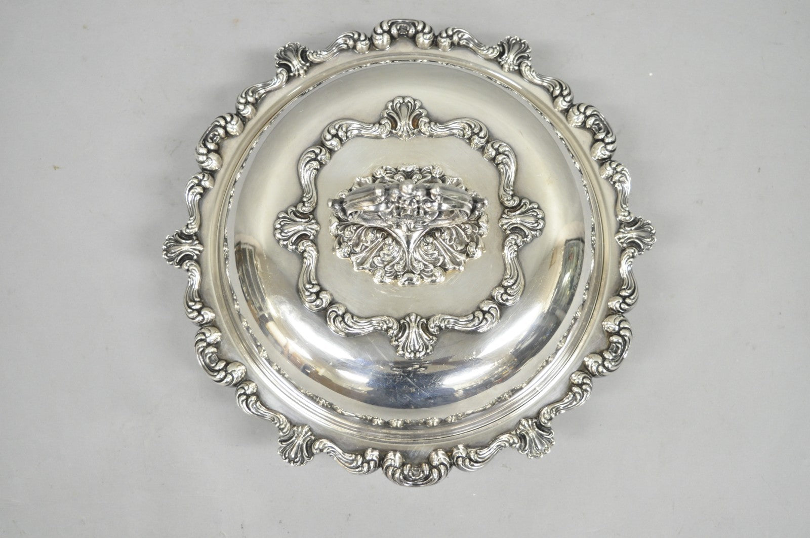 Vintage W&SB Victorian Silver Plated Ornate Round Lidded Vegetable Serving Dish