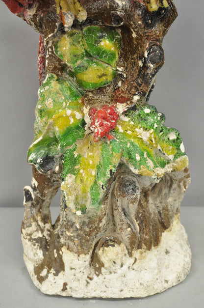 Vintage Hollywood Regency Cast Plaster Red Tropical Parrot Macaw 29" Statue
