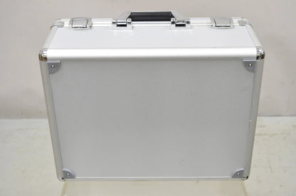 Modern Silver Aluminum Metal 17" Hard Case Storage Box Briefcase Carry On Bag