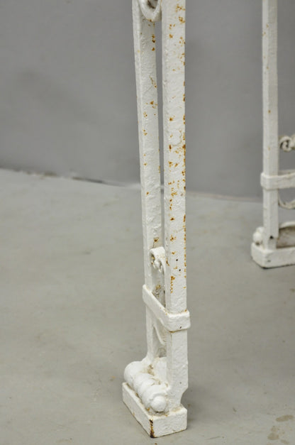 Antique Gothic Renaissance Wrought Iron Stretcher Base Potting Side Table (B)