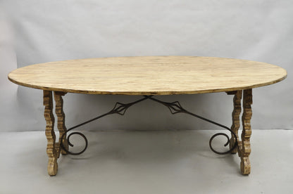 French Country Style Oval Drop Leaf Farmhouse Pine Woodgrain Dining Room Table