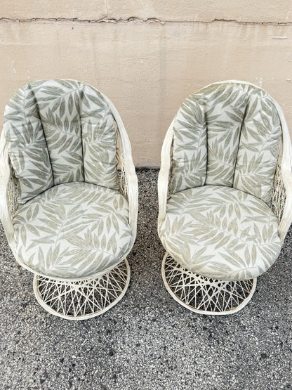 Vintage Russell Woodard Mid Century Spun Fiberglass Pedestal Base Arm Chair Pair