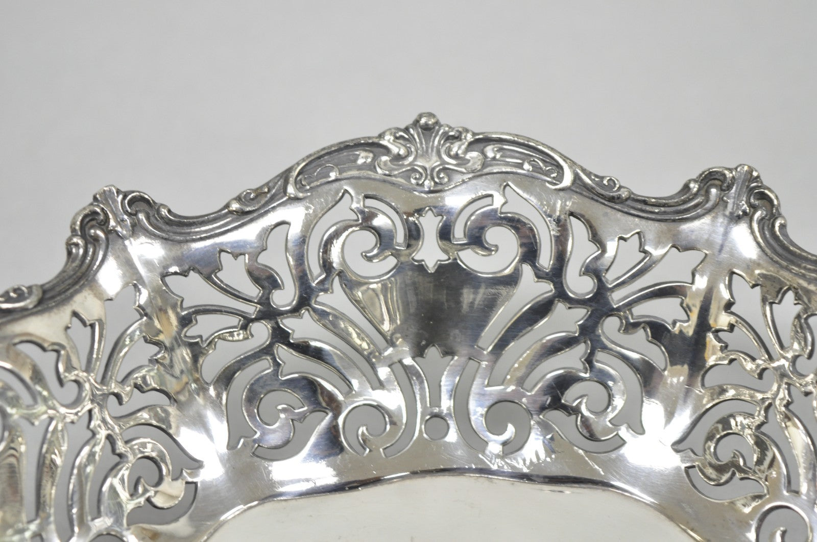 Antique Reed & Barton Reticulated Silver Plated Trinket Dish Bowl "B" Monogram