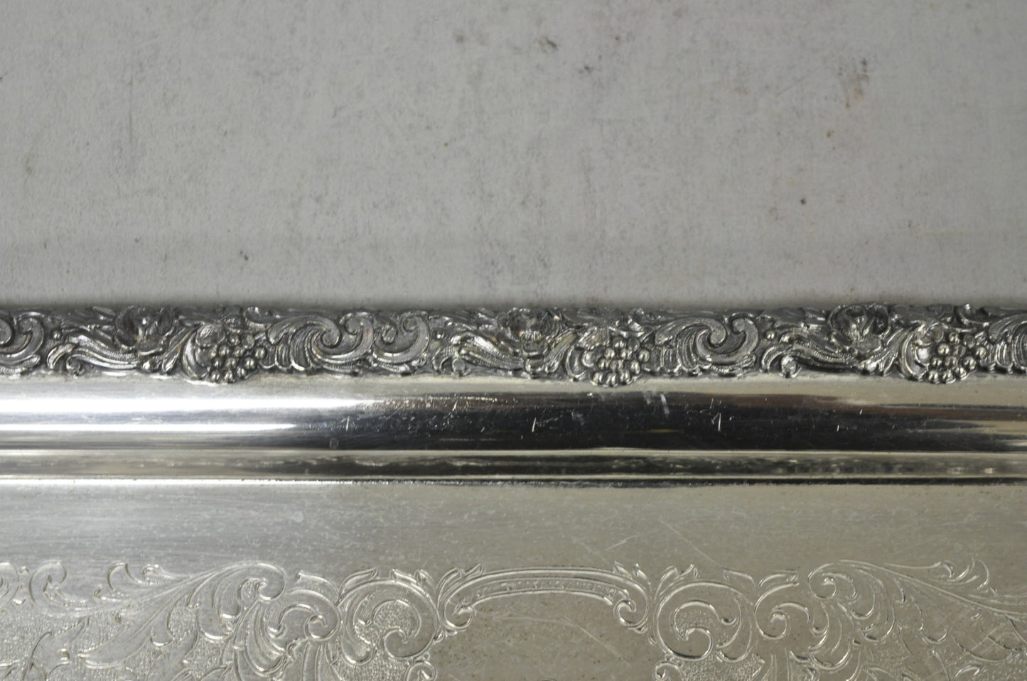 Vintage English Victorian Silver Plated Copper Narrow Serving Platter Bar Tray