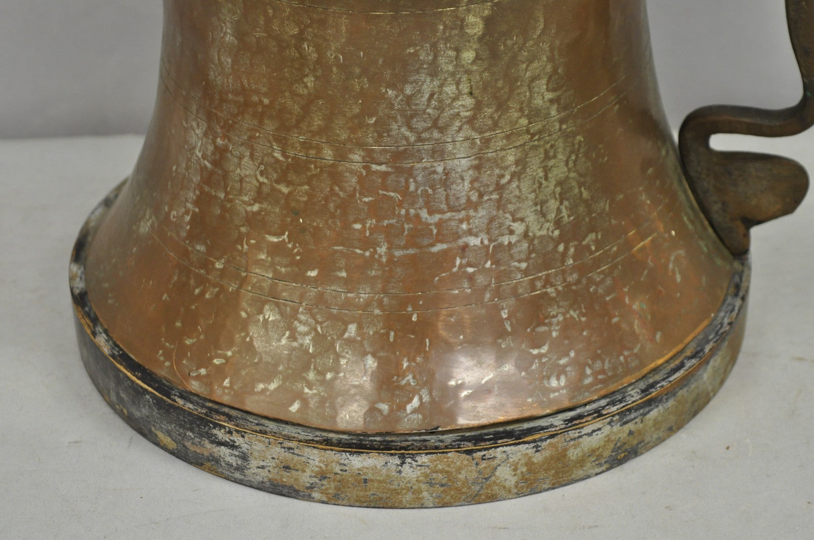 Antique Anglo Indian Moroccan Hammered Copper Pitcher w Handle Table Lamp