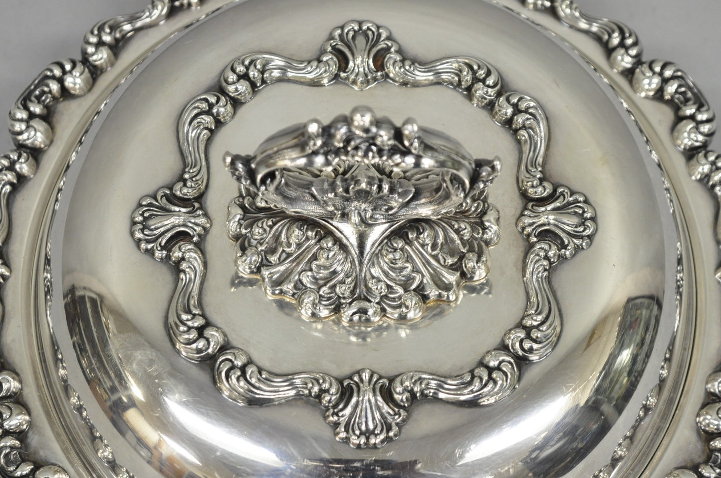 Vintage W&SB Victorian Silver Plated Ornate Round Lidded Vegetable Serving Dish