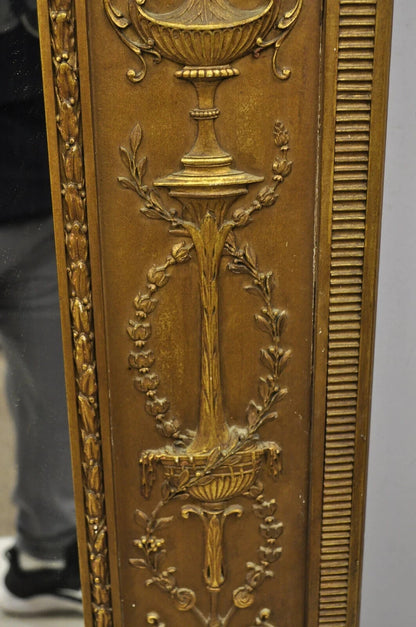 Antique French Neoclassical Gold Figural Gesso Large 76x54 Trumeau Floor Mirror