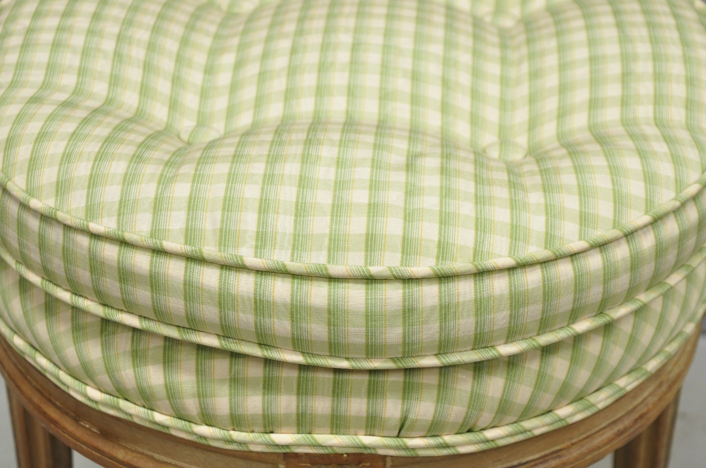 Vintage French Country Louis XVI Style Round Seat Carved Vanity Stool Chair