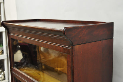 Antique Mahogany 4 Section Barrister Bookcase Glass Door Stacking Lawyer Cabinet