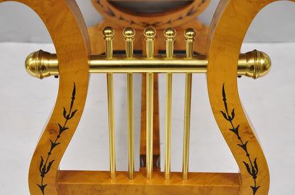 Vintage Italian Regency Lyre Harp Burlwood Desk & Chair by Binda Collection