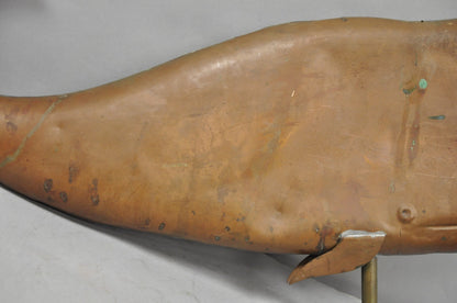 Antique Arts & Crafts Moby Dick "Whale" Copper Metal 37" Weathervane