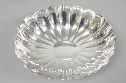 Vintage Reed & Barton Modern Silver Plated Oval Scalloped Pedestal Fruit Bowl