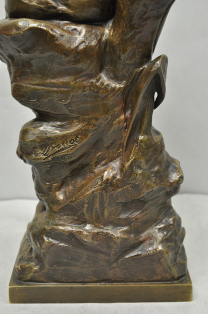 Antique Edouard Drouot (1859-1945) "La Rosse" French Bronze Sculpture of Woman