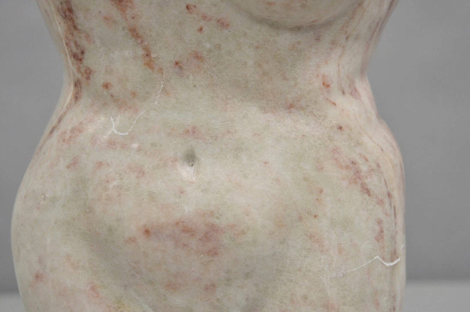 Vintage Modernist Carved Pink Alabaster 16" Nude Female Torso Sculpture