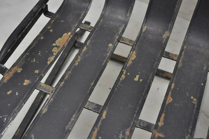 Vintage Art Deco Black and White Steel Metal Strap Patio Bouncer Chairs - a Pair